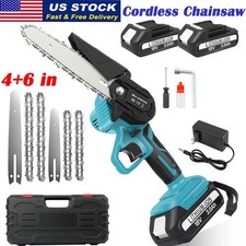 4 & 6 inch Electric Mini Chainsaw w/ 3Ah Battery Handheld Cordless Wood Chainsaw picture