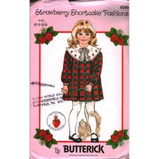 Vintage 1982 Butterick 6099 Strawberry Shortcake Dress Sewing Pattern Sz 5-6-6X picture