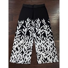 Alfani Black Wide-Leg Pants with White Leaf Print Jersey knit picture