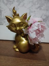 DISNEY PARK ANN SHEN ARISTOCATS MARIE GOLD STATUE VASE PLANTER PINK FLOWER H9 picture
