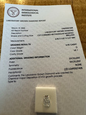 IGI Certified Lab-Created Diamond 0.95ct D VS1 Excellent Radiant 6.93x4.87x3.27 picture