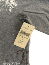 Coldwater Creek Women's Small NWT Grey Holiday Snowflake Graphic Tee Shirt picture