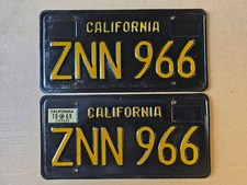 Original YOM California Black Yellow License Plate Pair – Matching Set – ZNN 966 picture