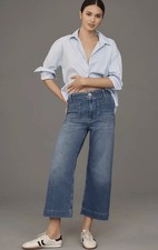 Anthropologie Maeve The Colette Cropped Wide-Leg Jeans Pants Cotton Blend  Sz 29 picture