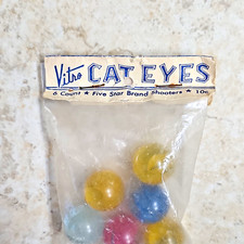 Vitro Agate Cat’s Eye Shooters 6 Count Sealed Bag Machine Made Marbles picture
