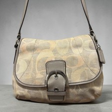 COACH Soho Bag Signature Beige Canvas Hobo Shoulder Bag Y2K Vintage Retro picture