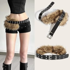 Luxury Faux Fur Y2k Waist Belt Women Retro Plush Chain Sexy Chic Belt picture