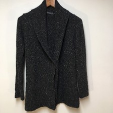 IrelandsEye Cardigan Sweater Womens Medium Charcoal Gray Wool Cashmere Shawl picture