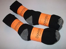 Davido Mens Socks Crew Made In Italy 100% Cotton 6 Pack Black /Gray Size 10-13 picture