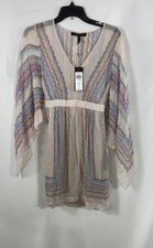 BCBGMAXAZRIA Women's Jenissa Silk Dress Almond Blossom Multicolor V-Neck NWT XS picture