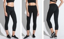 Women's Capri Pocket Yoga Pants High Waist Tummy Control 4 Way Stretch Leggings picture