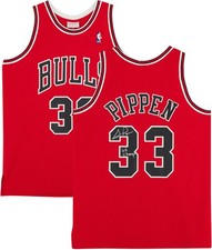 Scottie Pippen Bulls Signed Red Mitchell & Ness 1997-1998 Swingman Jersey w/Insc picture