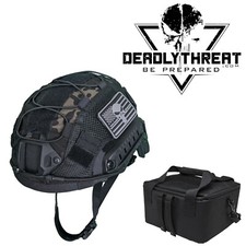 Superlite Ballistic Tactical Combat Helmet NIJ IIIA XL Black W/ Ghost Camo Cover picture