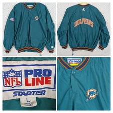 Vintage 90s Authentic Starter Miami Dolphins Jacket Size L NFL Pro Line Pullover picture