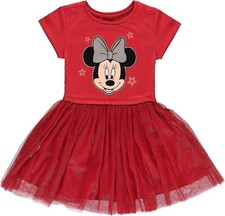 Disney Girls Red Minnie Mouse Dress- Minnie Mouse Tulle Tutu Dress- Sizes 4-16 picture