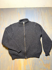 L.L.Bean Men’s L Gray Wool Knit Sweater Full Zip Mock Neck Long Sleeve picture