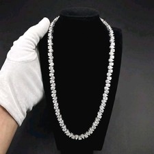 Certified Treated Gorgeous White Diamond Tennis Necklace,925 Silver- Great Shine picture