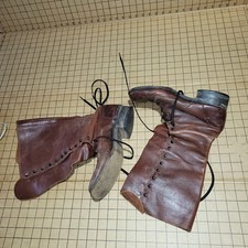 EXTREMELY RARE Vintage 1930s–1940s Leather Lace-Up Work BootsWartime Era... picture