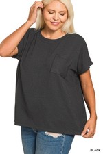 Plus Size Women's Raised Rib Pocket Boxy Top picture