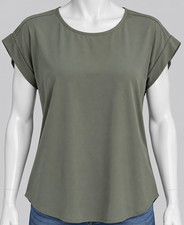 Zenana Women’s Green Solid Woven Polyester Round Neck  Blouse Size Large picture