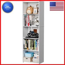 SUPER DEAL 5-Tier Open Shelf Bookcase 52 Inch White Bookshelf Storage Organizer picture
