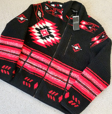 LRL Ralph Lauren Womens Beacon Sherpa Full Zip Jacket Fleece Sweatshirt Black S picture