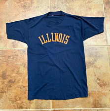 Vintage Illinois Fighting Illini Navy Orange ILLINOIS Short Sleeve Crew Neck Tee picture