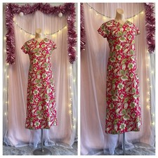 Vintage 60s Pink Floral Print Maxi Dress Mod Boho MuuMuu Handmade XS/S picture