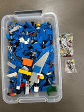 LEGO Vintage Space 7 Lbs Lot 6980 493 Police Ice hinges plates printed blue picture