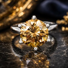 8.10 Carat Champagne Treated Diamond Ring VVS1 Certified Christmas Gift picture