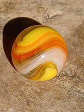 .63 Akro Rare Orange Wet Mint Popeye Marble. Deep reddish line embedded inside. picture