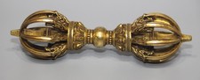Wonderful Real Tibet Vintage Old Buddhist Gilted Copper Nine Pronged Vajra Dorje picture