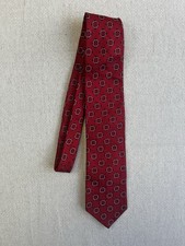 John W. Nordstrom Red Black White 100% Silk Geometric Men's Woven Tie picture