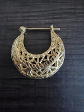 14K Solid Yellow Gold Crescent Hoop Earrings for Women picture