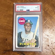 Topps 1969 Topps Roberto Clemente Bob on Card #50 Pirates PSA 2.5 Graded picture