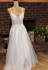 NEW Lulus White Ivory Beaded Lace Wedding Dress Maxi Gown Sz 4 Bridal Princess picture