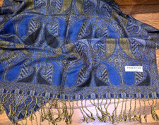 Vtg Pashmina Fringed Large Scarf/Sari-Cashmere/Silk  74