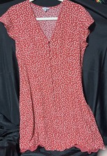 Rails Dress Womens Small Red Helena Carmine Daisies Button Front Floral picture