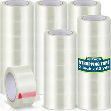 30 Rolls Strapping Tape Bulk 2 Inch x 60 Yards 5.5 Mil Fiberglass picture