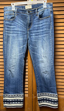 Driftwood Women’s Straight Jeans Blue Medium Wash Mid Rise 5-Pocket Button Zip picture