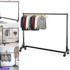 Garment Rack Steel 500 Lb Capacity 63 Inch Industrial Z Base Rolling Clothes picture