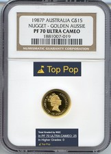 TOP POP 1987P Australia G$15 Nugget / NGC PF 70 Ultra Cameo / FINEST KNOWN picture