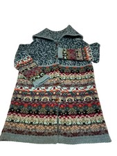 Sundance Lambswool Cardigan Sweater Coat, blue print, sz S/M picture