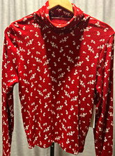True Craft Women’s Regular XL Red/White Floral Turtleneck Long Sleeve T-Shirt picture