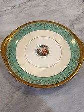 Vintage Le Mieux China 24K Gold Hand Decorated Serving Plate - Mint Teal picture