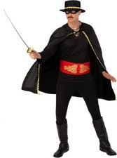 Mens Senor Zorro Costume + Hat M-XL Adult Mexican Masked Bandit Outlaw Halloween picture