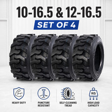 4 Pack 10-16.5 12-16.5 Skid Steer Tires 12x16.5 10x16.5 SKS Heavy Duty Long Wear picture