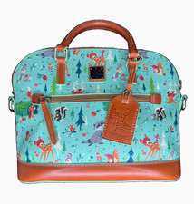 Dooney & Bourke Disney Bambi Blue/Brown Satchel Top Handle Zip w/ Charm picture