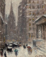 Guy Carleton Wiggins  A Blizzard on Wall Street New York City 13x19 REPRODUCTION picture