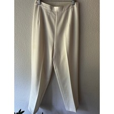 Vintage Cream High Waisted Tapered Trousers Off White Pleated Dress Pants 9-10 picture